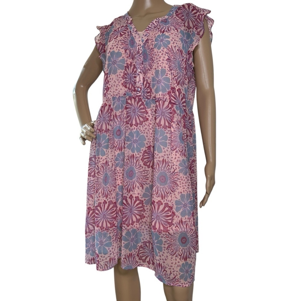 Modcloth Floral Layered Pink Dress Large